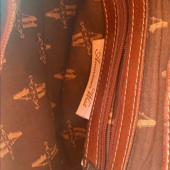 American West Western Cowgirl Brown Leather Embossed Shoulder Bag - Picture 8 of 11